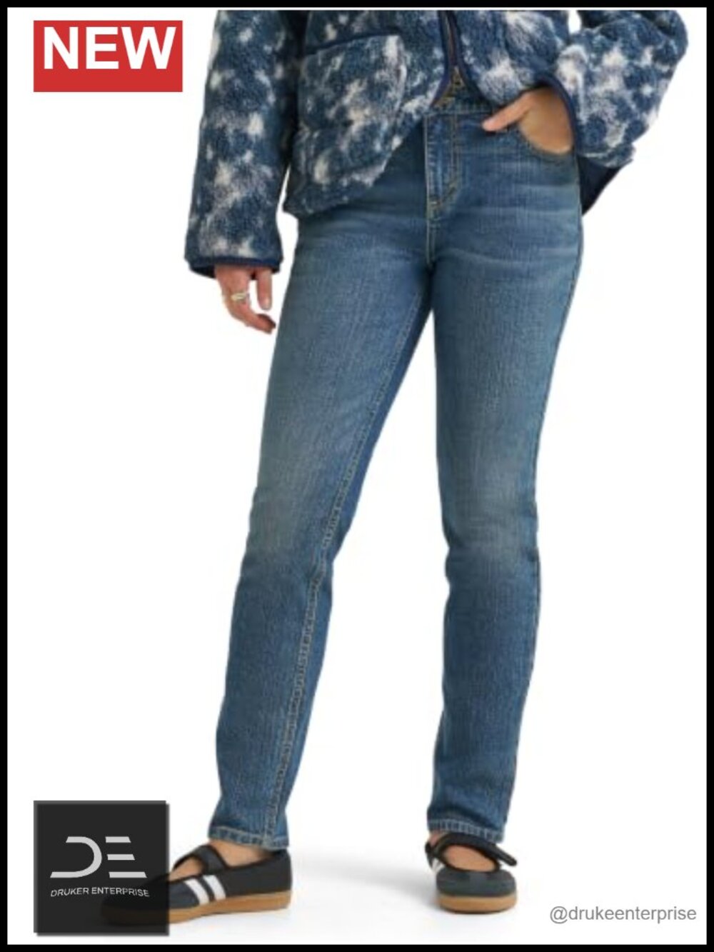 High Rise Slim Straight Stretch Jeans Women's Denim